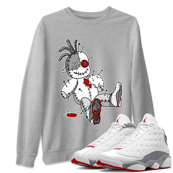 Air Jordan 13 Wolf Grey unique Halloween sneaker tee Voodoo Doll Sneaker Tees Air Jordan 13 Retro Wolf Grey T-Shirt Unisex Shirts Heather Grey 1