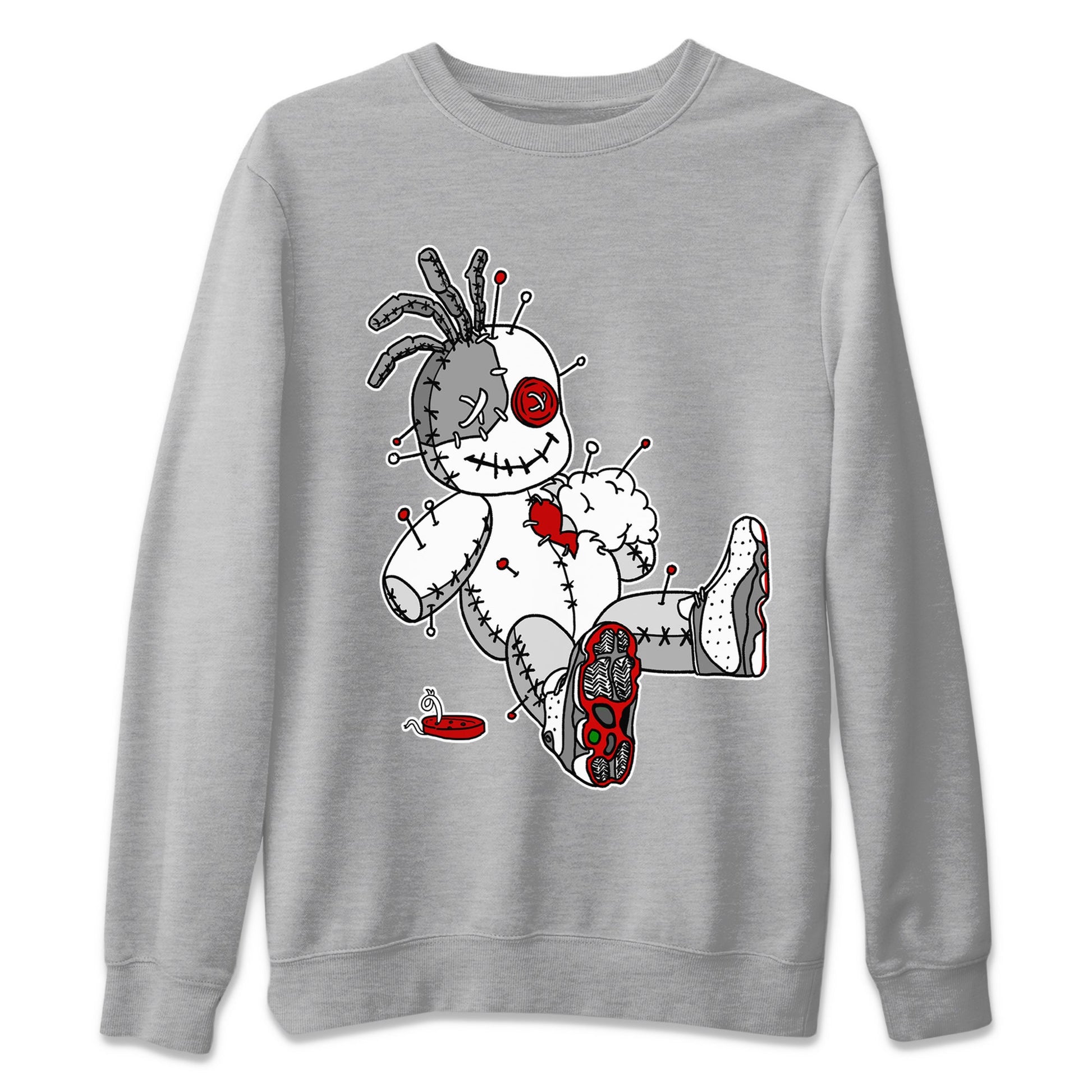 Air Jordan 13 Wolf Grey unique Halloween sneaker tee Voodoo Doll Sneaker Tees Air Jordan 13 Retro Wolf Grey T-Shirt Unisex Shirts Heather Grey 2