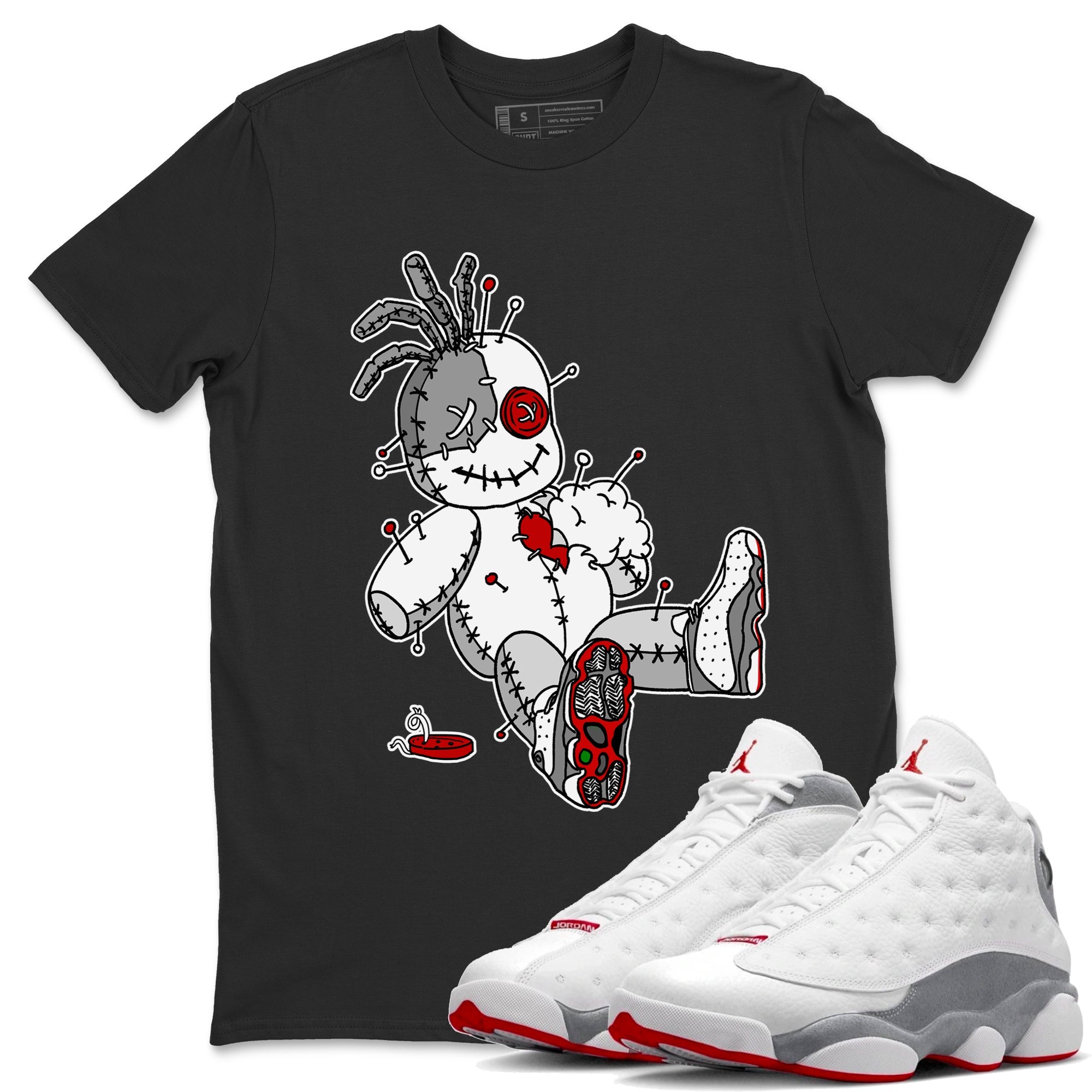 Air Jordan 13 Wolf Grey unique Halloween sneaker tee Voodoo Doll Sneaker Tees Air Jordan 13 Retro Wolf Grey T-Shirt Unisex Shirts Black 1