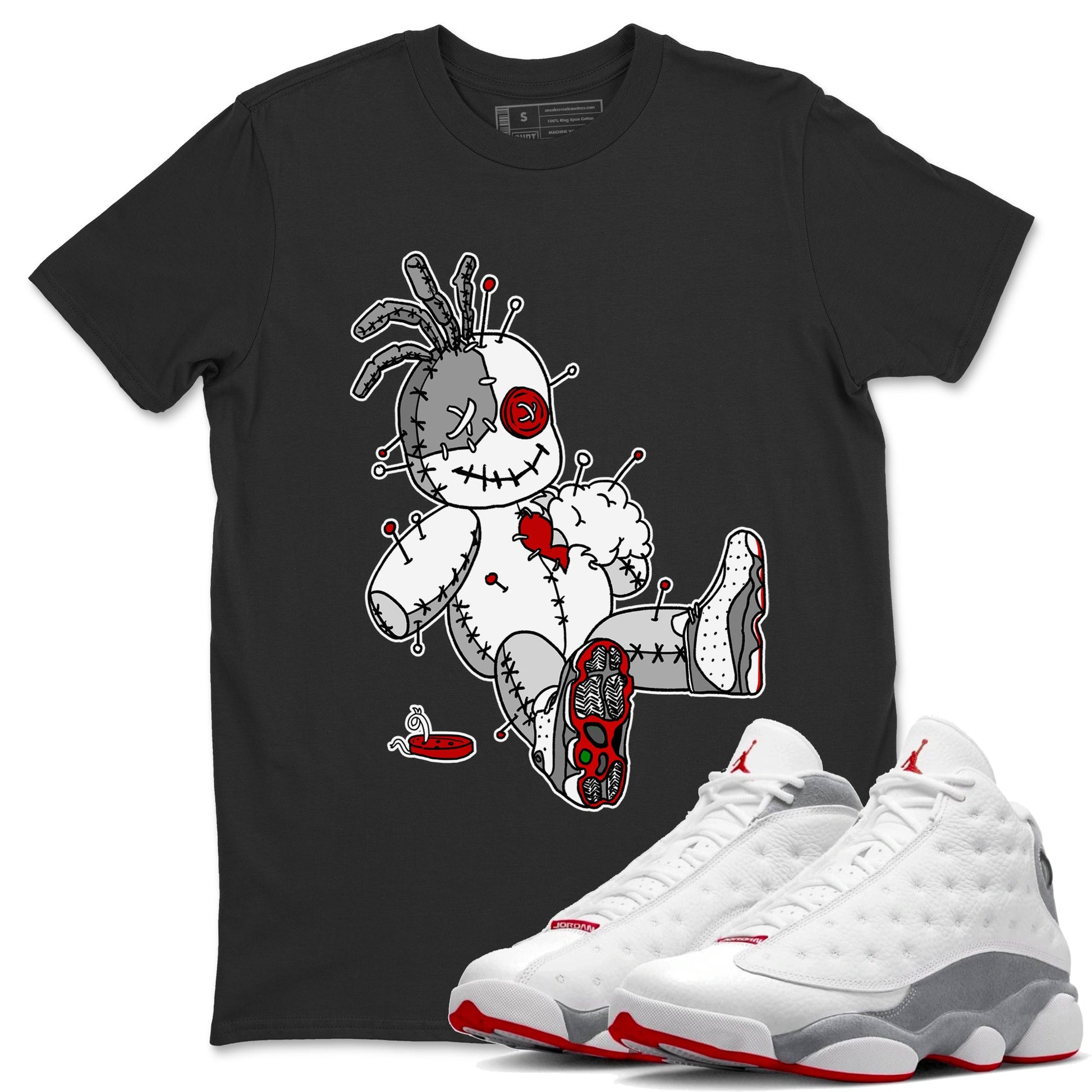 Air Jordan 13 Wolf Grey unique Halloween sneaker tee Voodoo Doll Sneaker Tees Air Jordan 13 Retro Wolf Grey T-Shirt Unisex Shirts Black 1