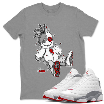 Air Jordan 13 Wolf Grey Voodoo Doll Crew Neck Sneaker Tees Air Jordan 13 Wolf Grey Sneaker T-Shirts Size Chart