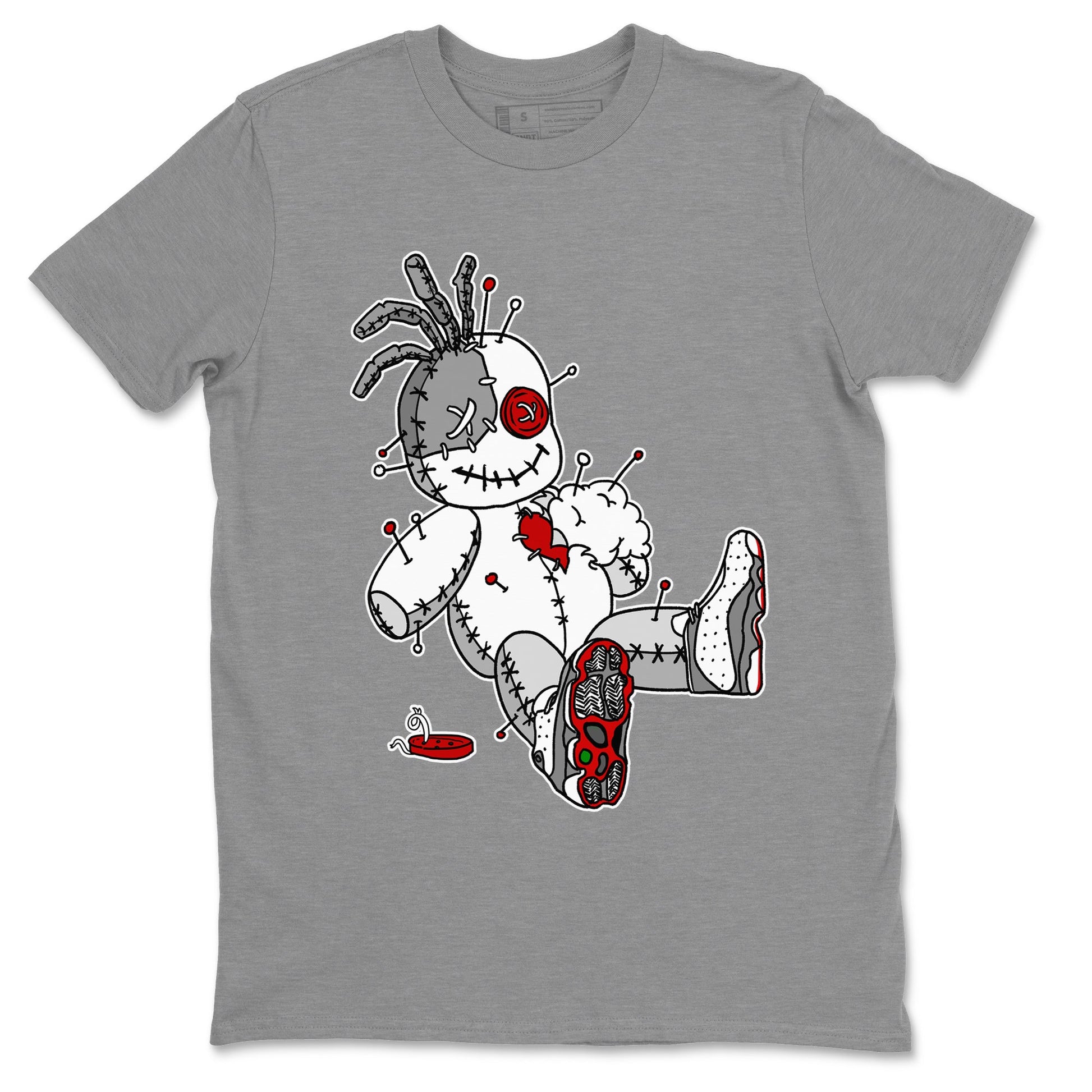 Air Jordan 13 Wolf Grey unique Halloween sneaker tee Voodoo Doll Sneaker Tees Air Jordan 13 Retro Wolf Grey T-Shirt Unisex Shirts Heather Grey 2