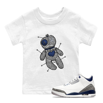 AJ3 Midnight Navy shirt to match jordans Voodoo Doll sneaker tees 3s Midnight Navy SNRT sneaker release tees baby toddler White 1 cotton sneaker tee