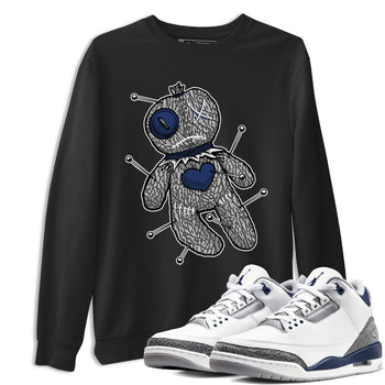 AJ3 Midnight Navy shirt to match jordans Voodoo Doll sneaker tees 3s Midnight Navy SNRT sneaker release Tees unisex cotton Black 1 crew neck shirt