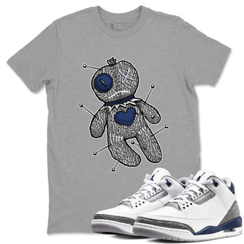 AJ3 Midnight Navy shirt to match jordans Voodoo Doll sneaker tees 3s Midnight Navy SNRT sneaker release Tees unisex cotton Heather Grey 1 crew neck shirt