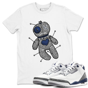 AJ3 Midnight Navy shirt to match jordans Voodoo Doll sneaker tees 3s Midnight Navy SNRT sneaker release Tees unisex cotton White 1 crew neck shirt