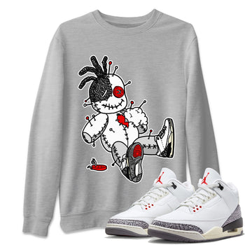 Air Jordan 3 White Cement unique Halloween sneaker tee Voodoo Doll Sneaker Tees Air Jordan 3 Retro White Cement Sneaker Release Tees Unisex Shirts Heather Grey 1