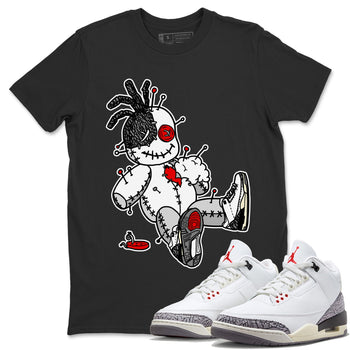 Air Jordan 3 White Cement unique Halloween sneaker tee Voodoo Doll Sneaker Tees Air Jordan 3 Retro White Cement Sneaker Release Tees Unisex Shirts Black 1