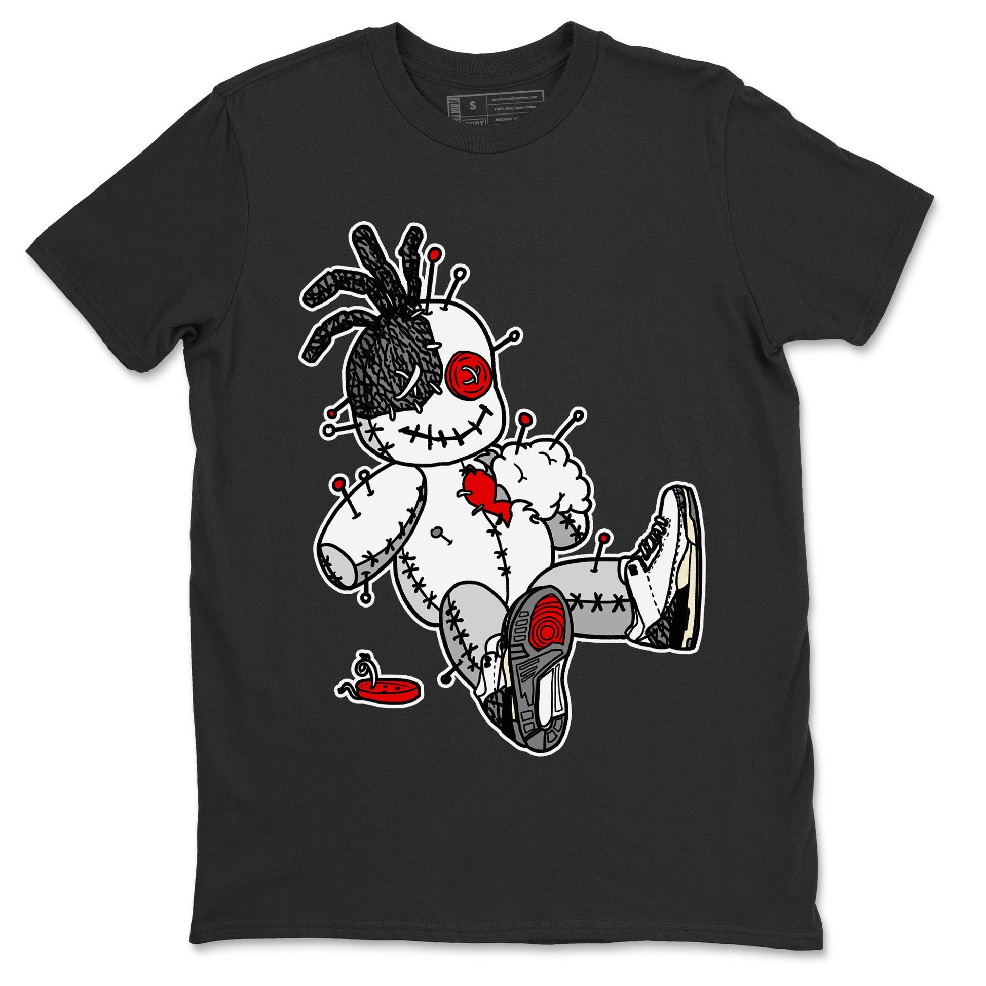 Air Jordan 3 White Cement unique Halloween sneaker tee Voodoo Doll Sneaker Tees Air Jordan 3 Retro White Cement Sneaker Release Tees Unisex Shirts Black 2