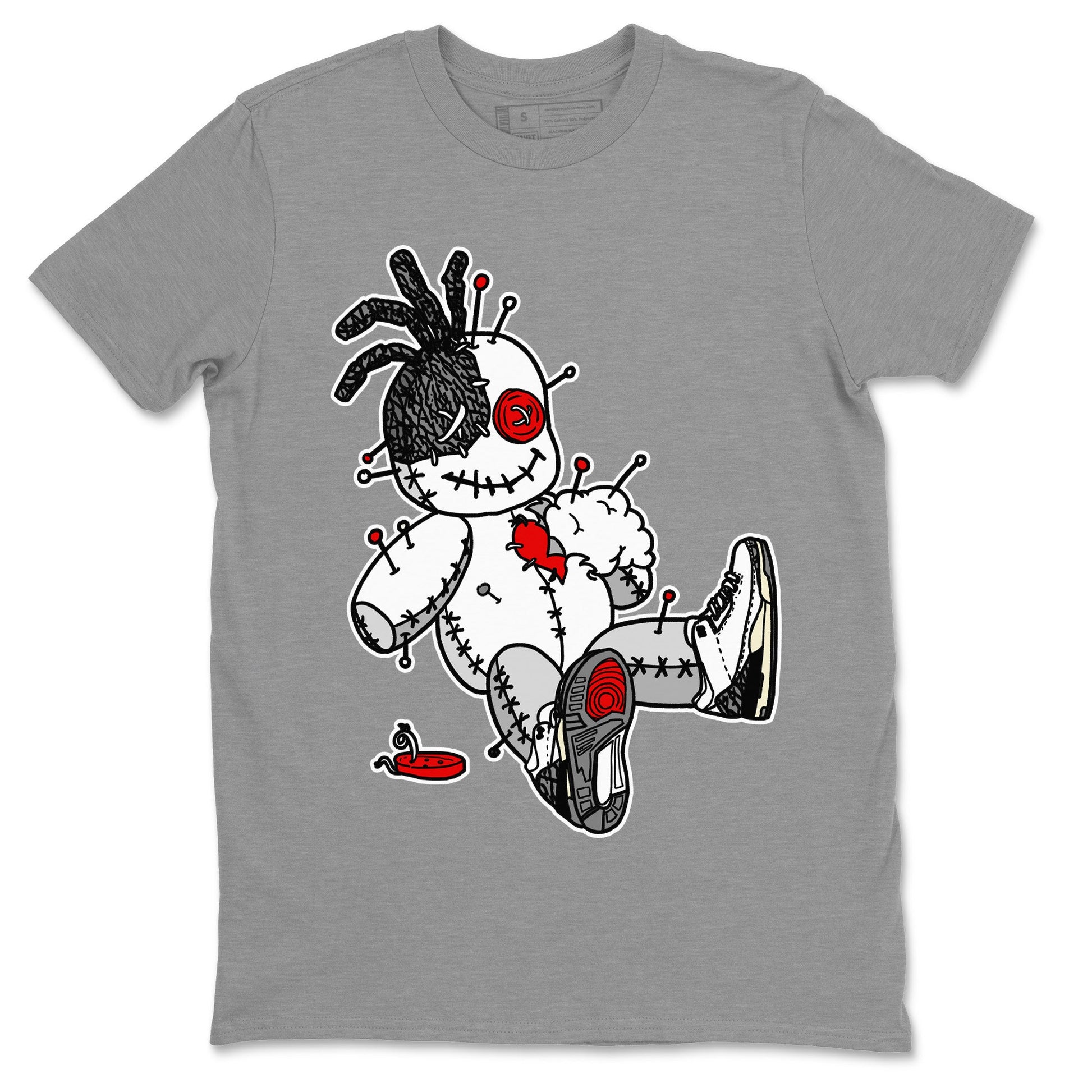 Air Jordan 3 White Cement unique Halloween sneaker tee Voodoo Doll Sneaker Tees Air Jordan 3 Retro White Cement Sneaker Release Tees Unisex Shirts Heather Grey 2