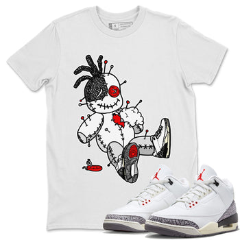 Air Jordan 3 White Cement unique Halloween sneaker tee Voodoo Doll Sneaker Tees Air Jordan 3 Retro White Cement Sneaker Release Tees Unisex Shirts White 1