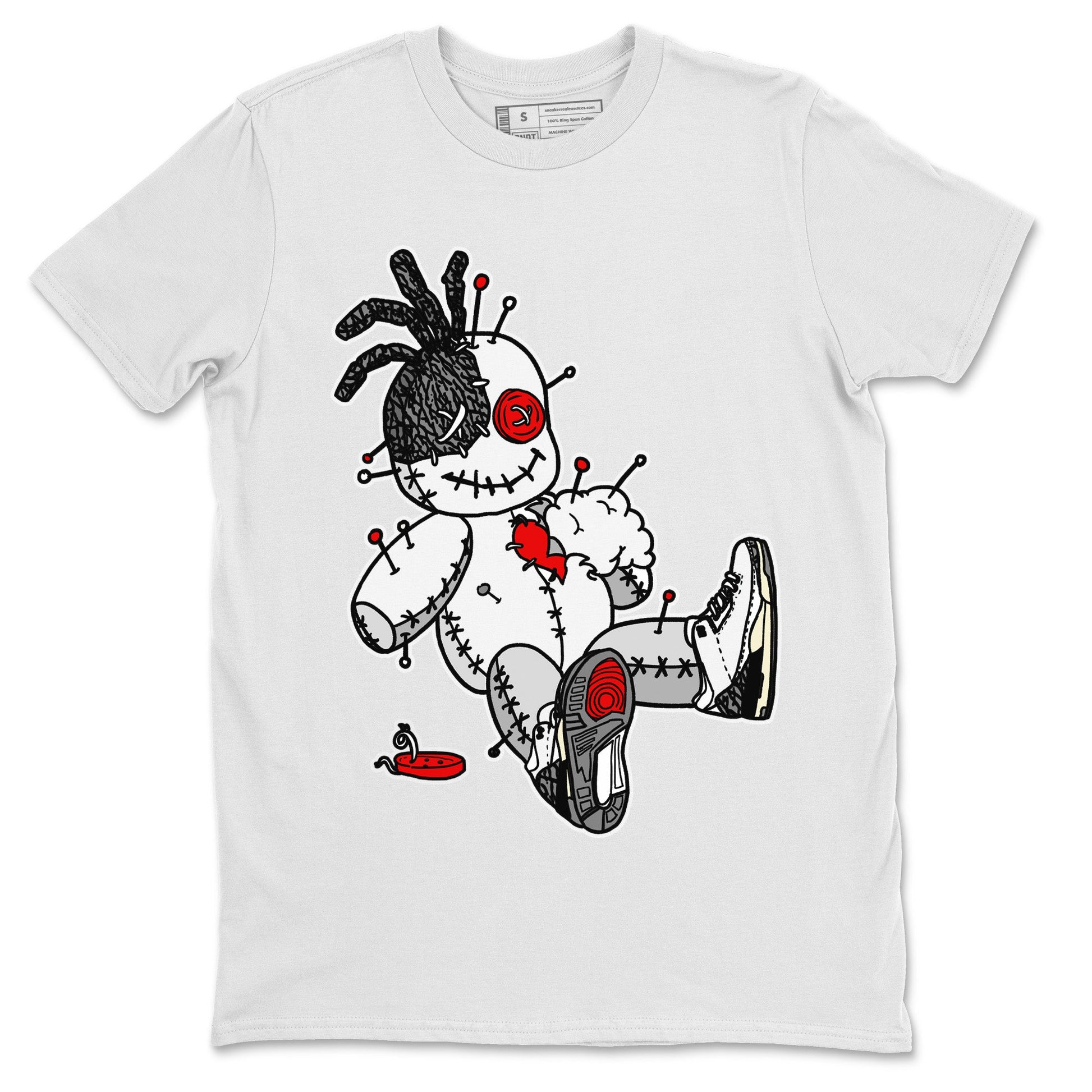 Air Jordan 3 White Cement unique Halloween sneaker tee Voodoo Doll Sneaker Tees Air Jordan 3 Retro White Cement Sneaker Release Tees Unisex Shirts White 2