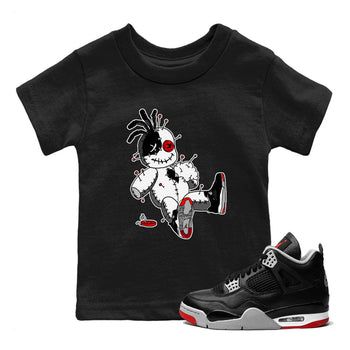 AJ4 Retro Bred Reimagined shirt to match jordans Voodoo Doll sneaker tees Air Jordan 4 Retro Bred Reimagined SNRT sneaker release tees baby toddler Black 1 cotton Shirt