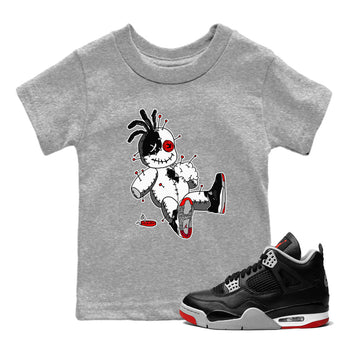 AJ4 Retro Bred Reimagined shirt to match jordans Voodoo Doll sneaker tees Air Jordan 4 Retro Bred Reimagined SNRT sneaker release tees baby toddler Heather Grey 1 cotton Shirt