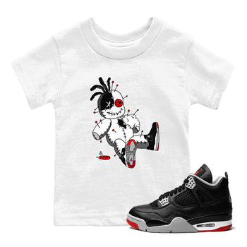 AJ4 Retro Bred Reimagined shirt to match jordans Voodoo Doll sneaker tees Air Jordan 4 Retro Bred Reimagined SNRT sneaker release tees baby toddler White 1 cotton Shirt