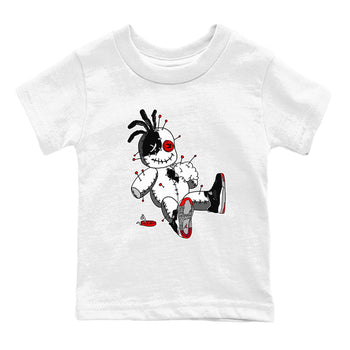AJ4 Retro Bred Reimagined shirt to match jordans Voodoo Doll sneaker tees Air Jordan 4 Retro Bred Reimagined SNRT sneaker release tees baby toddler White 2 cotton Shirt