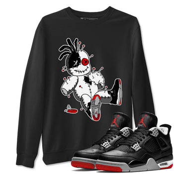 AJ4 Retro Bred Reimagined shirt to match jordans Voodoo Doll sneaker tees Air Jordan 4 Retro Bred Reimagined SNRT sneaker release Tees unisex cotton Black 1 crew neck shirt