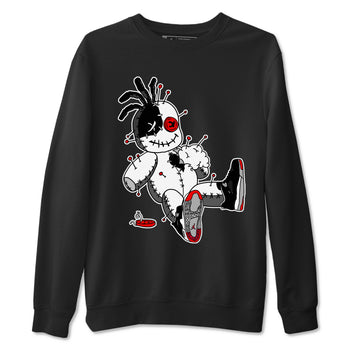 AJ4 Retro Bred Reimagined shirt to match jordans Voodoo Doll sneaker tees Air Jordan 4 Retro Bred Reimagined SNRT sneaker release Tees unisex cotton Black 2 crew neck shirt