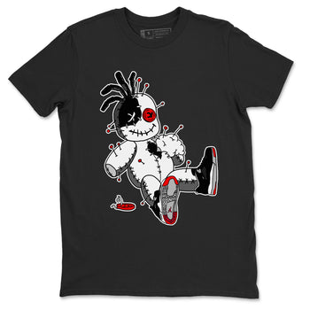 AJ4 Retro Bred Reimagined shirt to match jordans Voodoo Doll sneaker tees Air Jordan 4 Retro Bred Reimagined SNRT sneaker release Tees unisex cotton Black 2 crew neck shirt