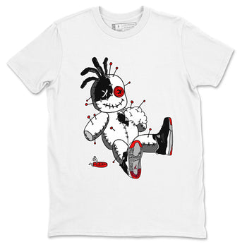 AJ4 Retro Bred Reimagined shirt to match jordans Voodoo Doll sneaker tees Air Jordan 4 Retro Bred Reimagined SNRT sneaker release Tees unisex cotton White 2 crew neck shirt
