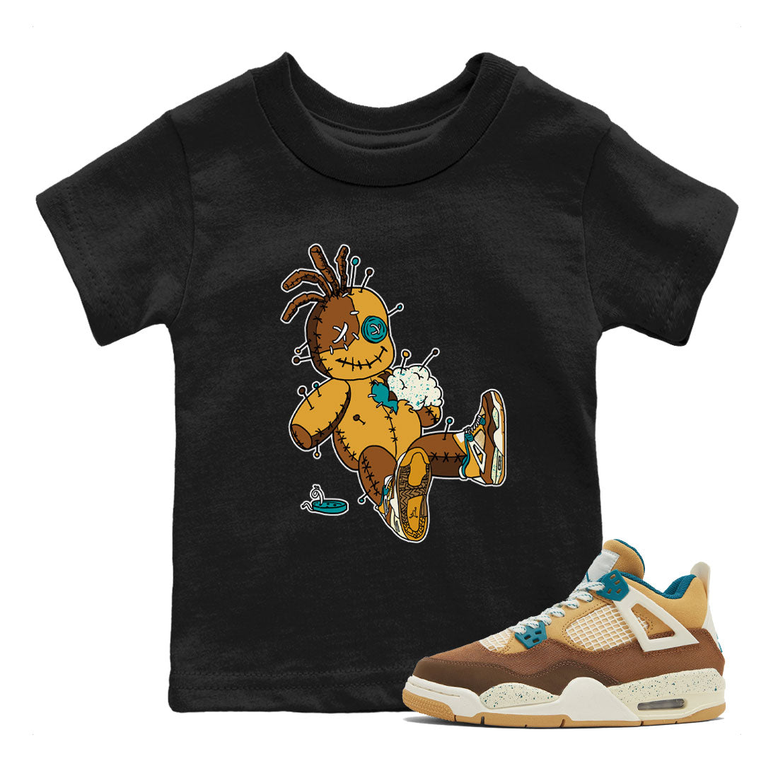 4s Cacao Wow shirt to match jordans Voodoo Doll sneaker tees Air Jordan 4 Cacao Wow SNRT Sneaker Release Tees Baby Toddler Black 1 T-Shirt