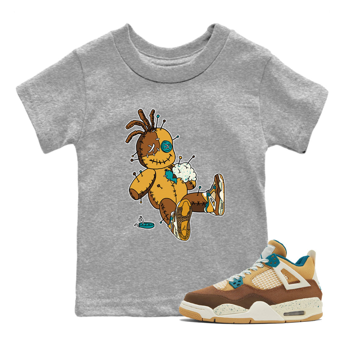 4s Cacao Wow shirt to match jordans Voodoo Doll sneaker tees Air Jordan 4 Cacao Wow SNRT Sneaker Release Tees Baby Toddler Heather Grey 1 T-Shirt