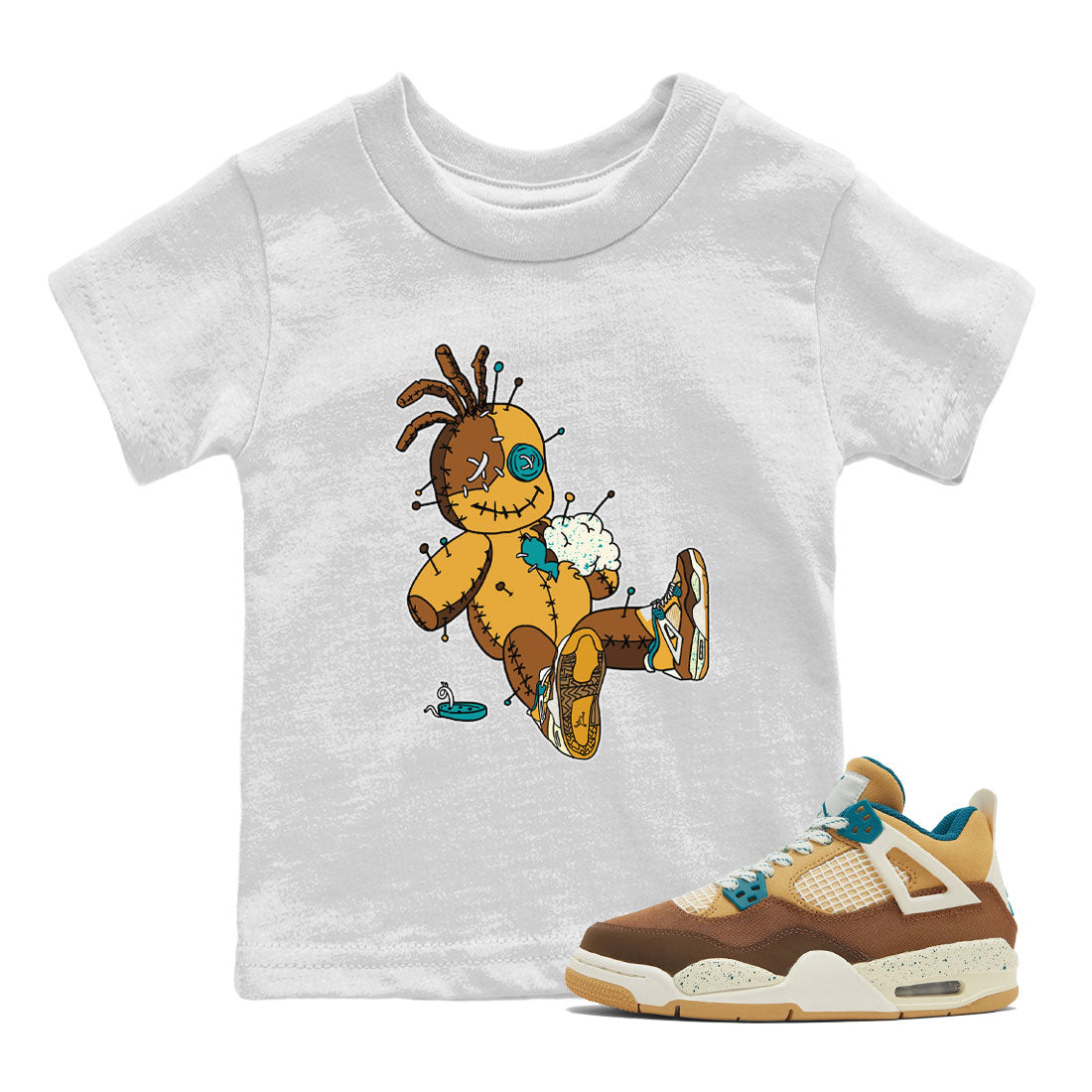 4s Cacao Wow shirt to match jordans Voodoo Doll sneaker tees Air Jordan 4 Cacao Wow SNRT Sneaker Release Tees Baby Toddler White 1 T-Shirt