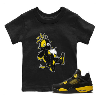 Air Jordan 4 Thunder unique Halloween sneaker tee Voodoo Doll Sneaker Tees Air Jordan 4 Retro Thunder Sneaker Release Tees Kids Shirts Black 1