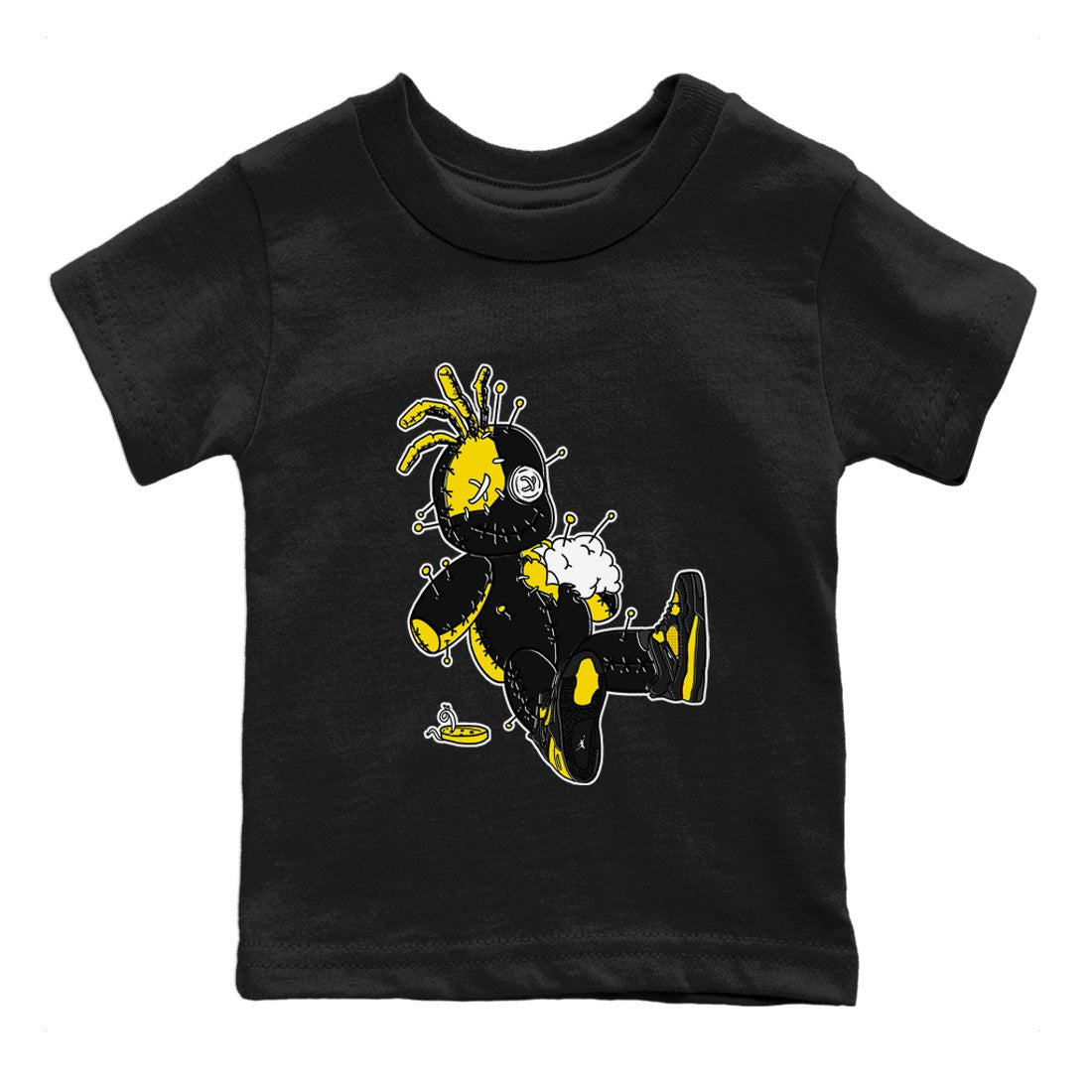 Air Jordan 4 Thunder Voodoo Doll Baby and Kids Sneaker Tees Air Jordan 4 Retro Thunder Kids Sneaker Tees Washing and Care Tip