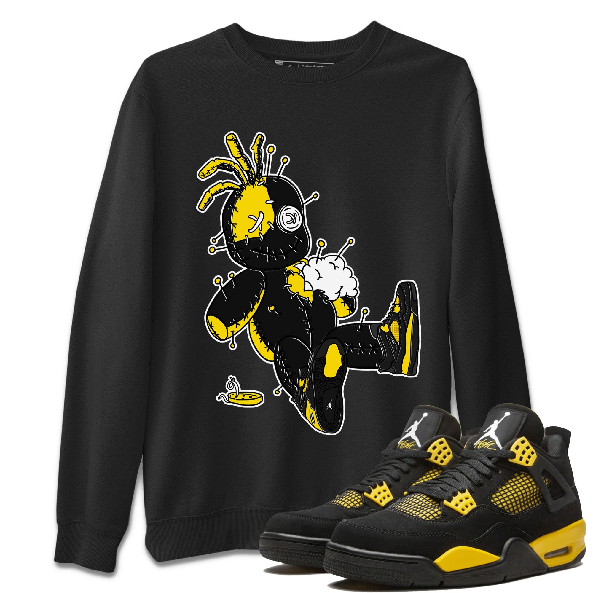 Air Jordan 4 Thunder Voodoo Doll Crew Neck Sneaker Tees Air Jordan 4 Retro Thunder Sneaker T-Shirts Washing and Care Tip