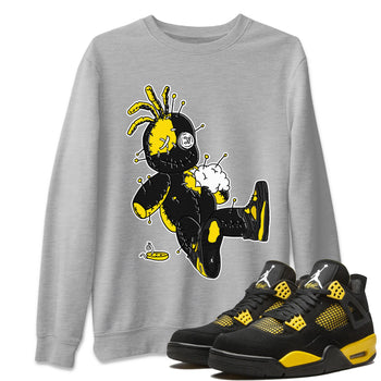Air Jordan 4 Thunder unique Halloween sneaker tee Voodoo Doll Sneaker Tees Air Jordan 4 Retro Thunder Sneaker Release Tees Unisex Shirts Heather Grey 1