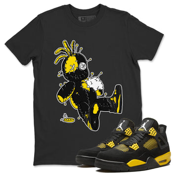 Air Jordan 4 Thunder unique Halloween sneaker tee Voodoo Doll Sneaker Tees Air Jordan 4 Retro Thunder Sneaker Release Tees Unisex Shirts Black 1