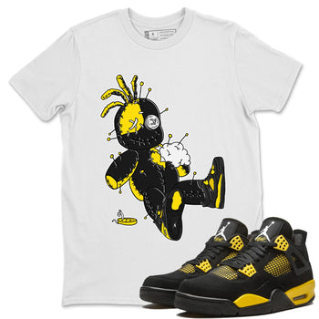Air Jordan 4 Thunder unique Halloween sneaker tee Voodoo Doll Sneaker Tees Air Jordan 4 Retro Thunder Sneaker Release Tees Unisex Shirts White 1