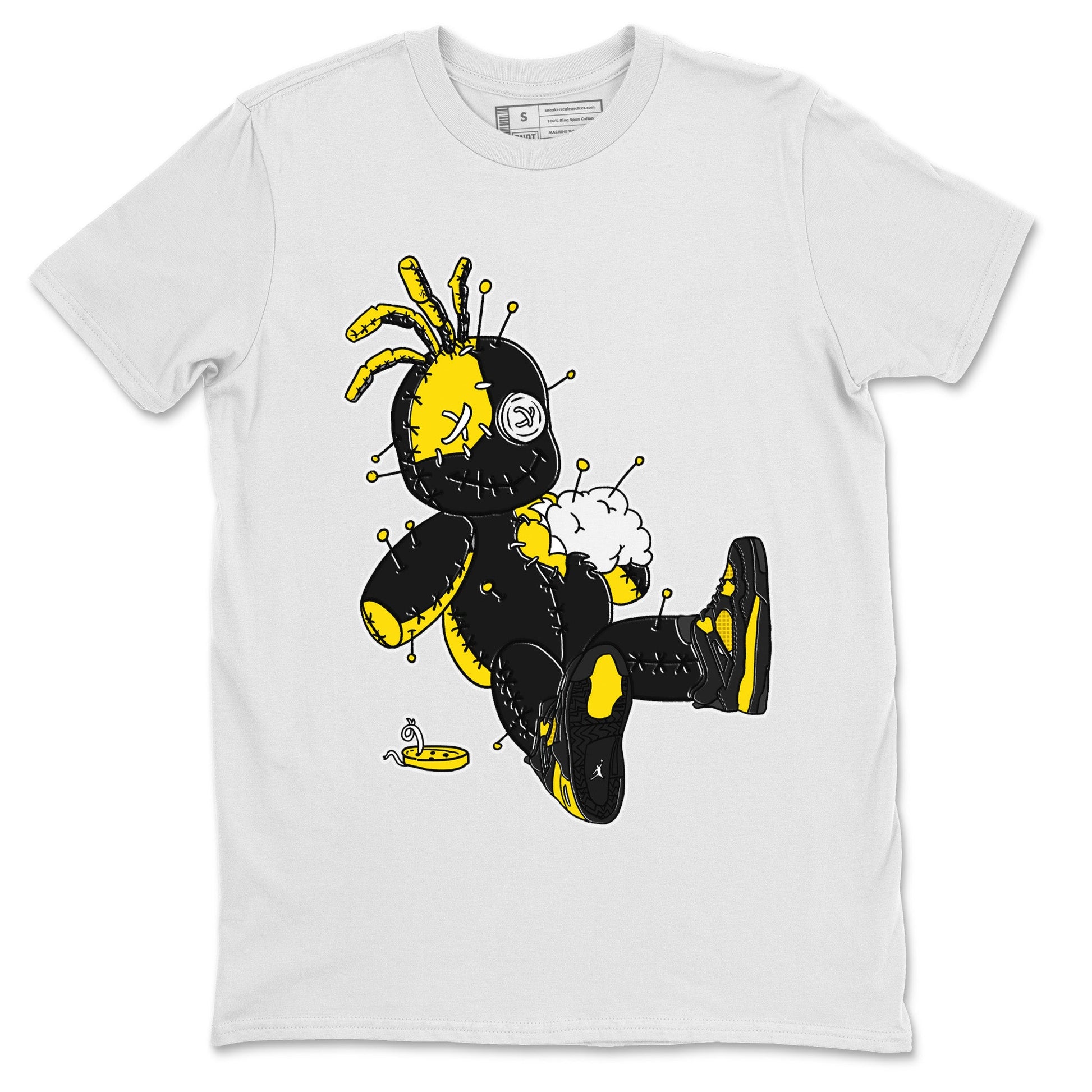 Air Jordan 4 Thunder unique Halloween sneaker tee Voodoo Doll Sneaker Tees Air Jordan 4 Retro Thunder Sneaker Release Tees Unisex Shirts White 2