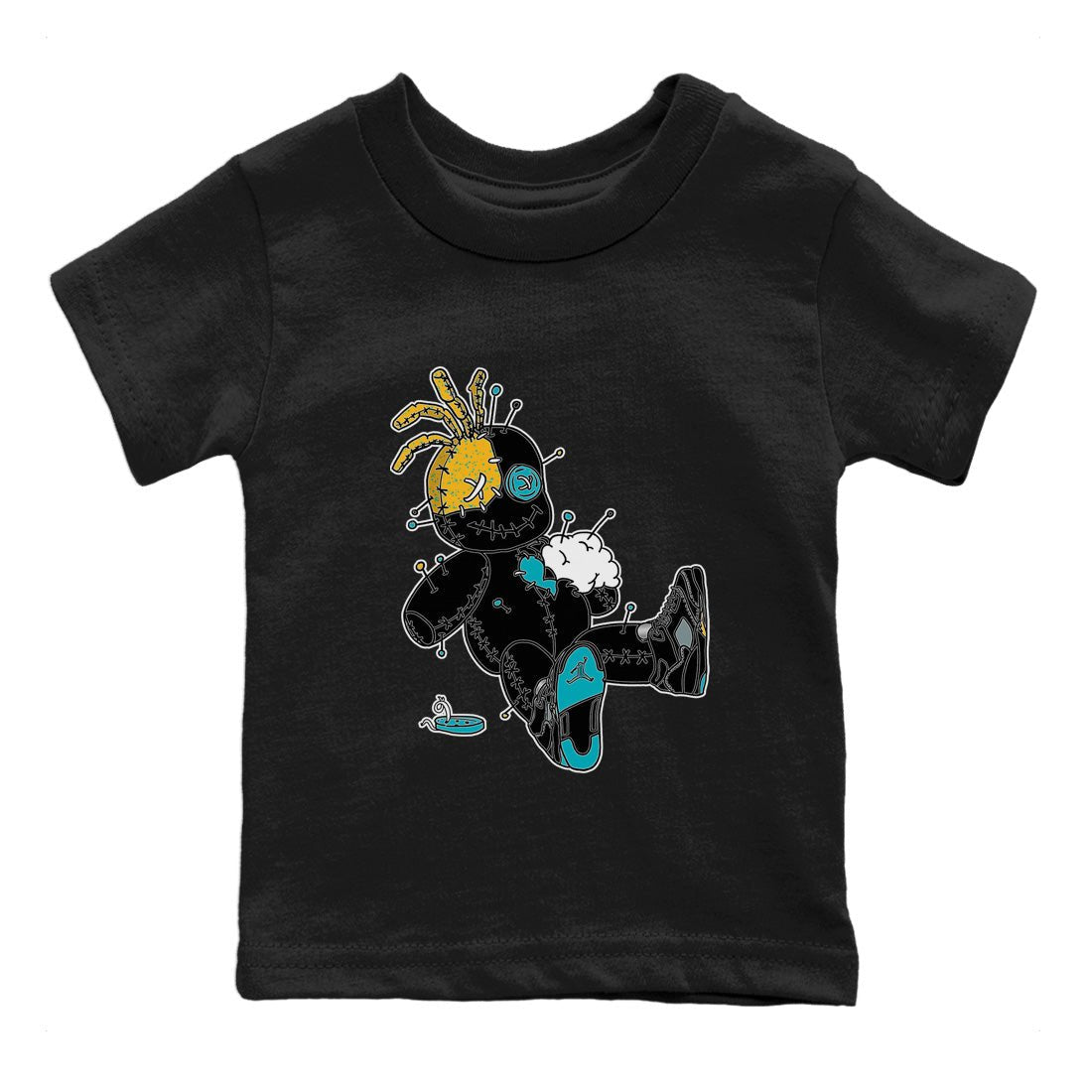 Jordan 5 Aqua unique Halloween sneaker tee Voodoo Doll Sneaker Tees Jordan 5 Aqua Sneaker Release Tees Kids Shirts
