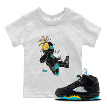 Jordan 5 Aqua unique Halloween sneaker tee Voodoo Doll Sneaker Tees Jordan 5 Aqua Sneaker Release Tees Kids Shirts