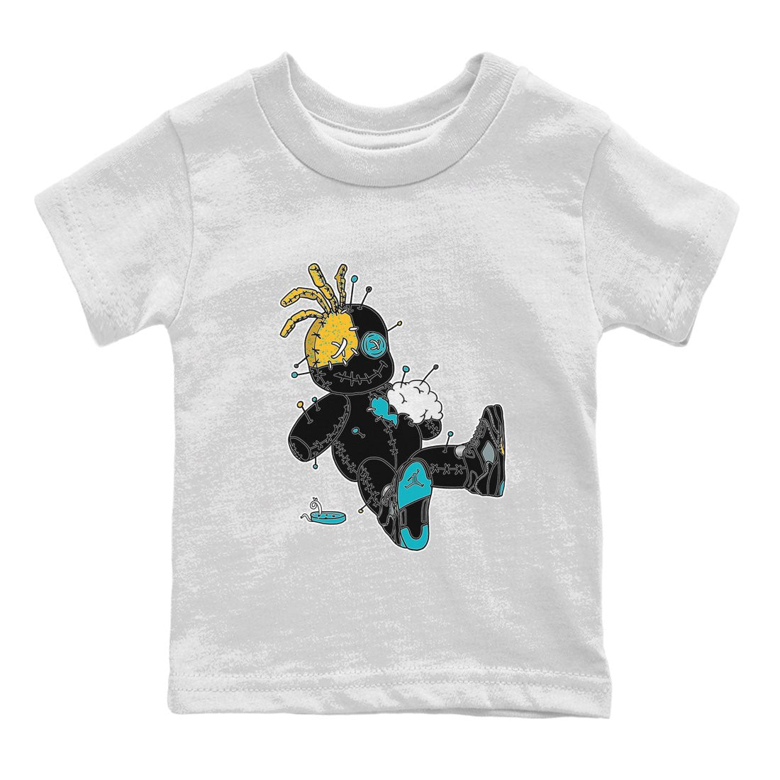 Jordan 5 Aqua unique Halloween sneaker tee Voodoo Doll Sneaker Tees Jordan 5 Aqua Sneaker Release Tees Kids Shirts