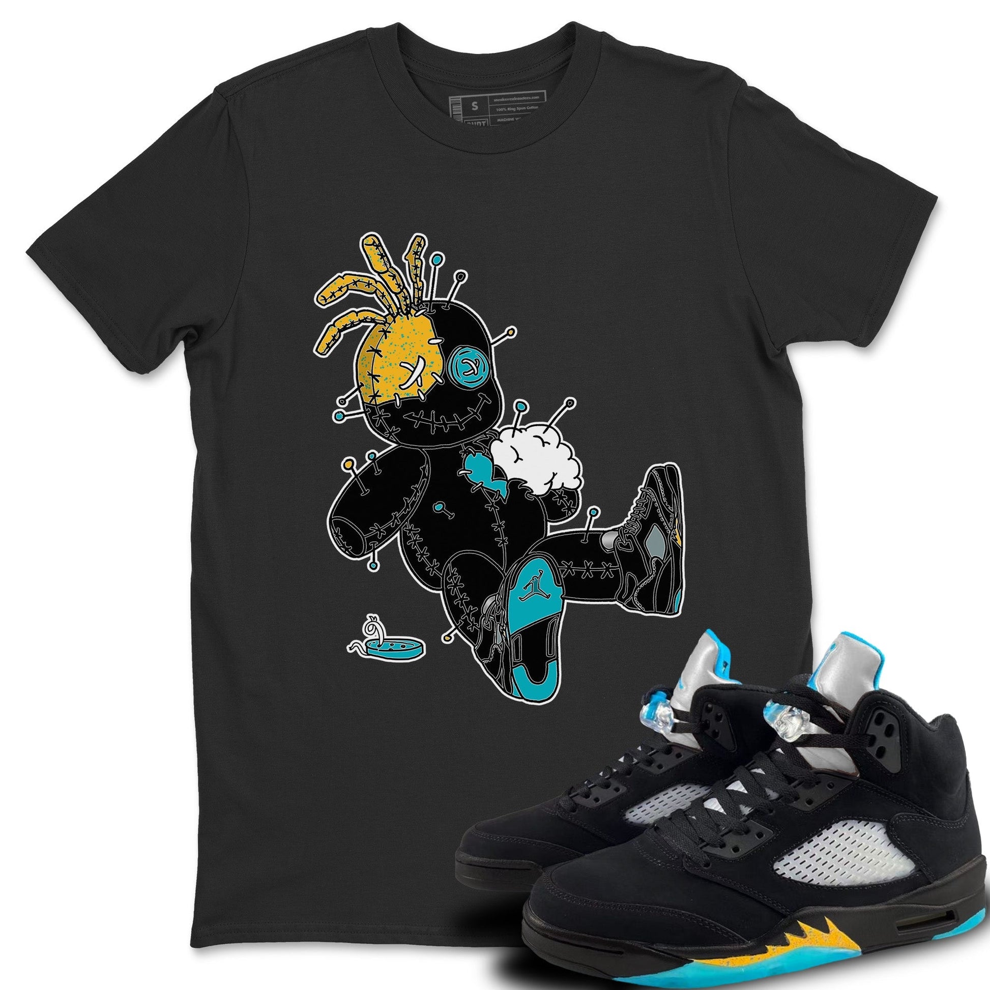 Jordan 5 Aqua unique Halloween sneaker tee Voodoo Doll Sneaker Tees Jordan 5 Aqua Sneaker Release Tees Unisex Shirts