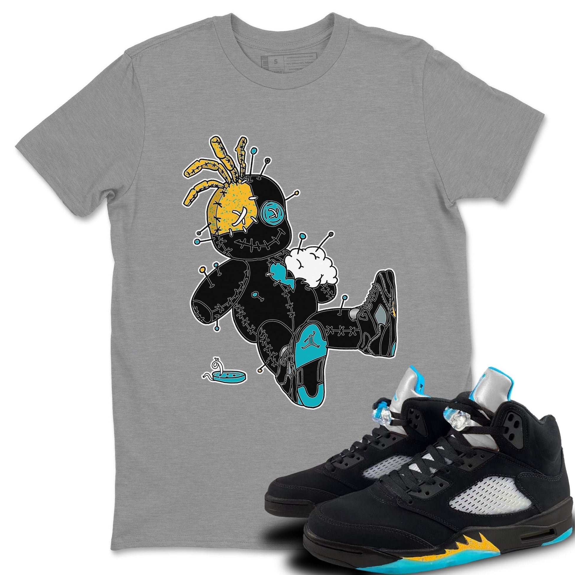 Jordan 5 Aqua unique Halloween sneaker tee Voodoo Doll Sneaker Tees Jordan 5 Aqua Sneaker Release Tees Unisex Shirts