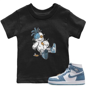Jordan 1 Denim unique Halloween sneaker tee Voodoo Doll Sneaker Tees Jordan 1 Denim Sneaker Release Tees Kids Shirts