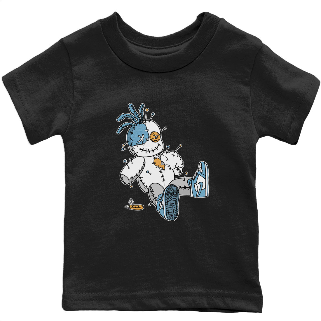 Jordan 1 Denim unique Halloween sneaker tee Voodoo Doll Sneaker Tees Jordan 1 Denim Sneaker Release Tees Kids Shirts