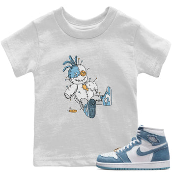 Jordan 1 Denim unique Halloween sneaker tee Voodoo Doll Sneaker Tees Jordan 1 Denim Sneaker Release Tees Kids Shirts