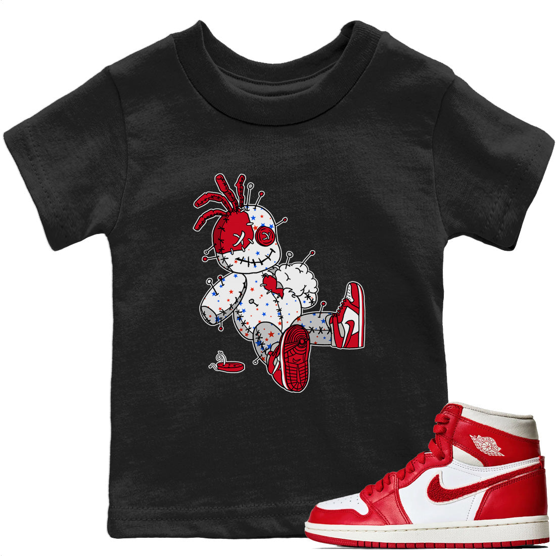 Jordan 1 Newstalgia unique Halloween sneaker tee Voodoo Doll Sneaker Tees Jordan 1 Newstalgia Sneaker Release Tees Kids Shirts