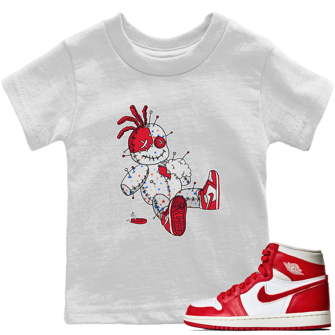 Jordan 1 Newstalgia unique Halloween sneaker tee Voodoo Doll Sneaker Tees Jordan 1 Newstalgia Sneaker Release Tees Kids Shirts