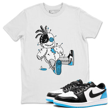 Jordan 1 Powder Blue unique Halloween sneaker tee Voodoo Doll Sneaker Tees Jordan 1 Powder Blue Sneaker Release Tees Unisex Shirts