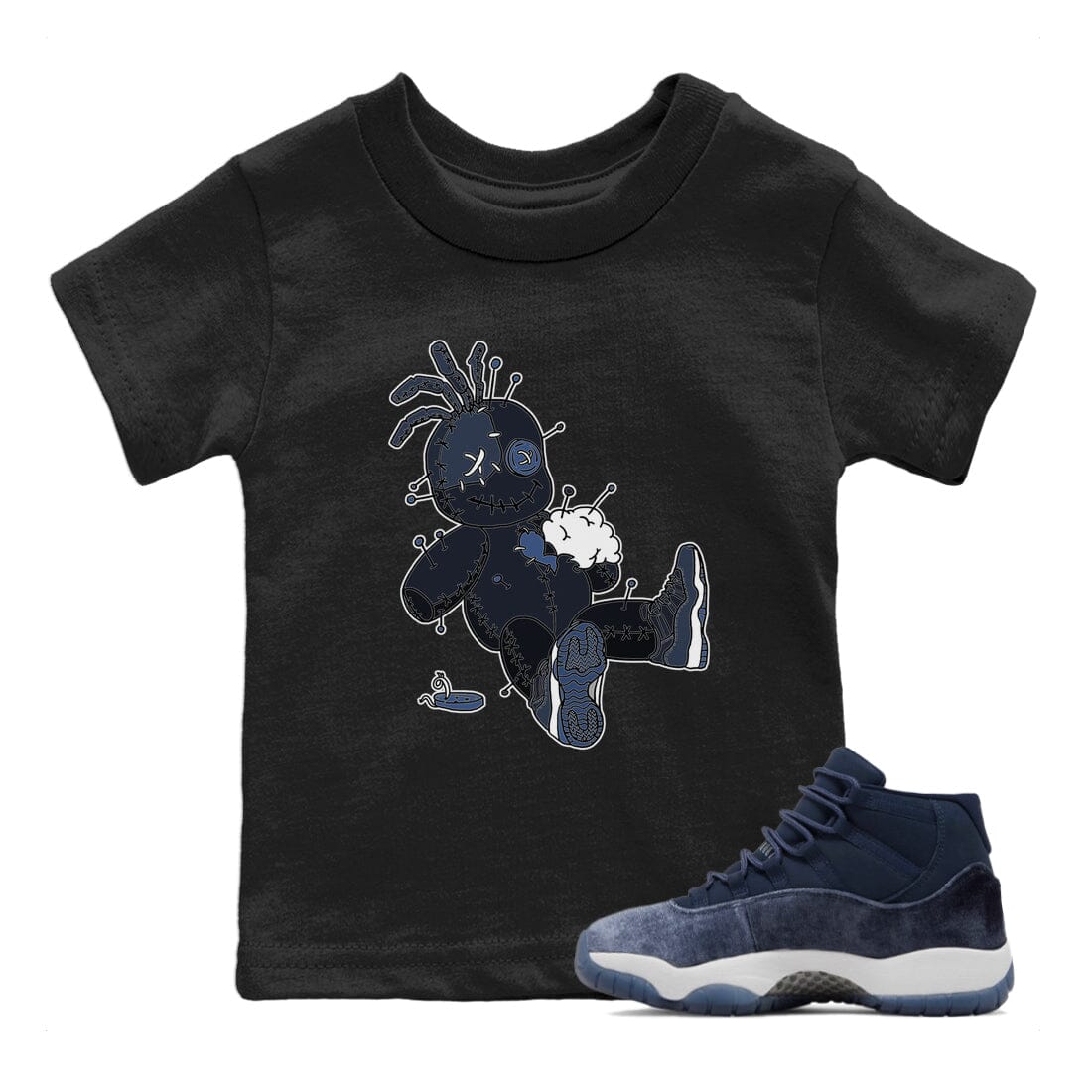 Jordan 11 Midnight Navy Sneaker Match Tees Voodoo Doll Sneaker Tees Jordan 11 Midnight Navy Sneaker Release Tees Kids Shirts