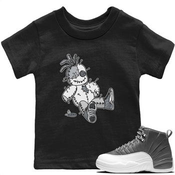 Jordan 12 Stealth unique Halloween sneaker tee Voodoo Doll Sneaker Tees Jordan 12 Stealth Sneaker Release Tees Kids Shirts