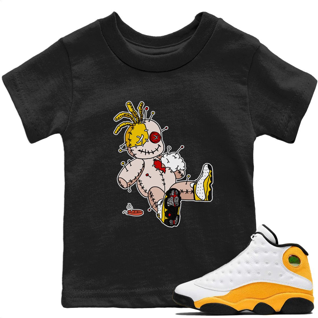 Jordan 13 Del Sol unique Halloween sneaker tee Voodoo Doll Sneaker Tees Jordan 13 Del Sol Sneaker Release Tees Kids Shirts