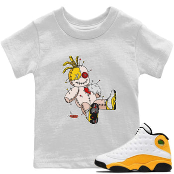 Jordan 13 Del Sol unique Halloween sneaker tee Voodoo Doll Sneaker Tees Jordan 13 Del Sol Sneaker Release Tees Kids Shirts