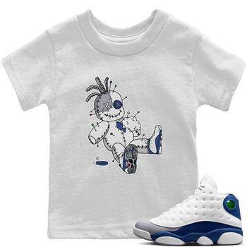 Jordan 13 French Blue unique Halloween sneaker tee Voodoo Doll Sneaker Tees Jordan 13 French Blue Sneaker Release Tees Kids Shirts
